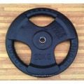 Black Tri Grip Barbell Rubber Cover Plate-forme de poids olympique